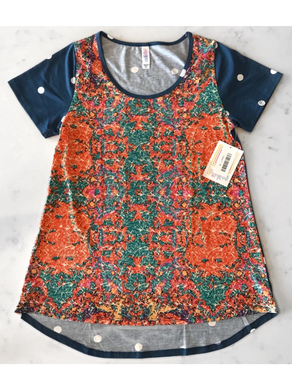 NWT LuLaRoe Classic T Mixed Print Floral Polka Dot Top XS Artsy Boho